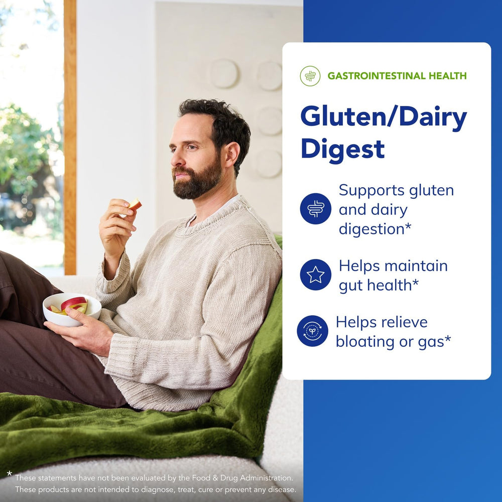Label shows Pure Encapsulations Gluten/Dairy Digest with Tolerase G enzyme