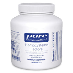 Pure Encapsulations Homocysteine Factors bottle—hypoallergenic capsules for potential homocysteine support.