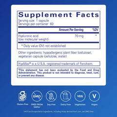 Pure Encapsulations Hyaluronic Acid capsules for vegan gluten-free joint care.