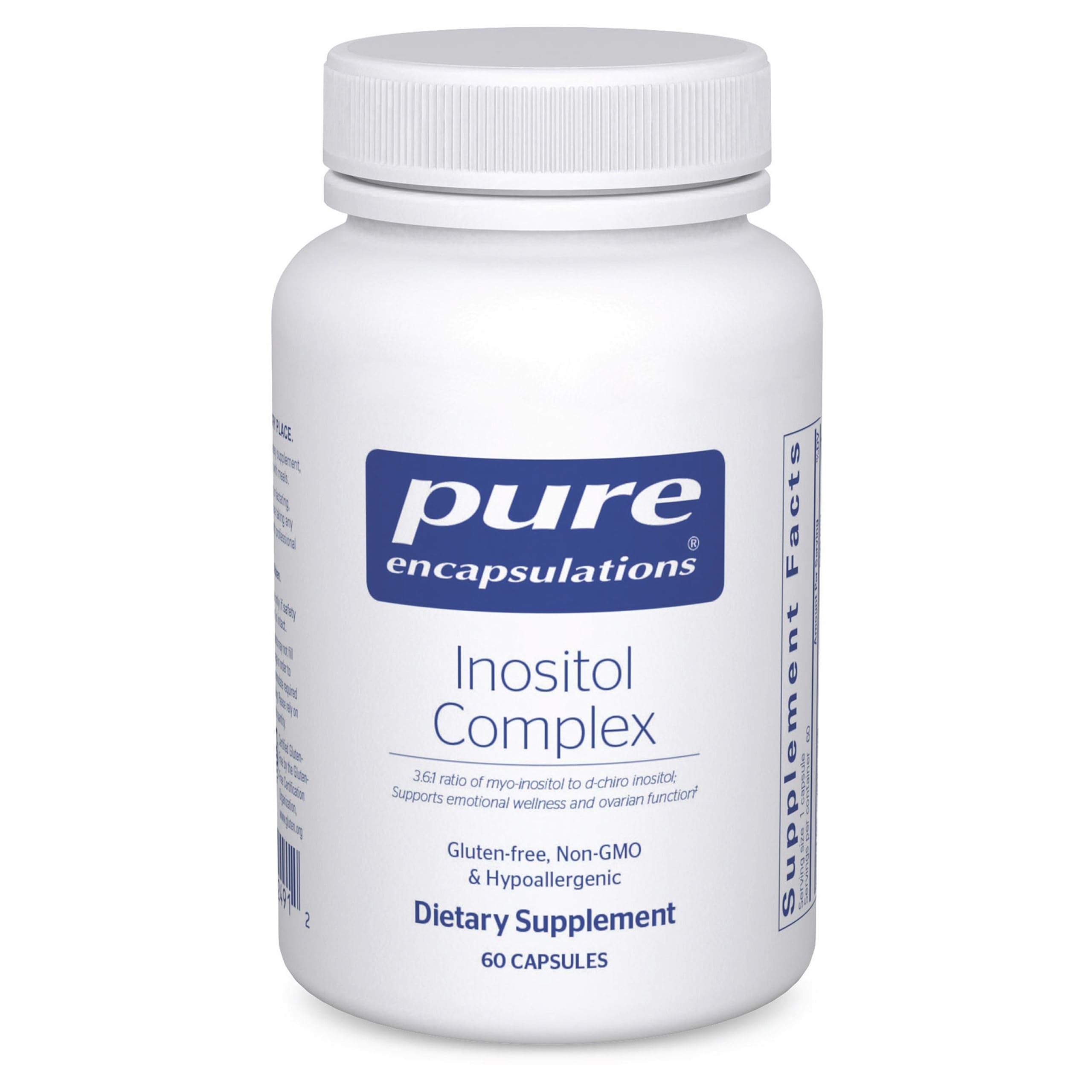 Pure Encapsulations Inositol Complex bottle front highlighting nervous system support.