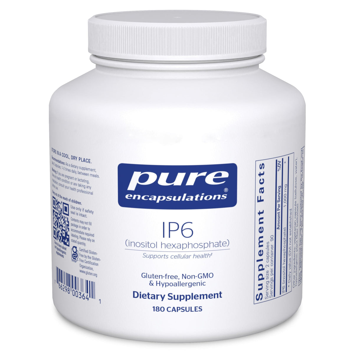 Pure Encapsulations IP6 bottle front view highlighting antioxidant support