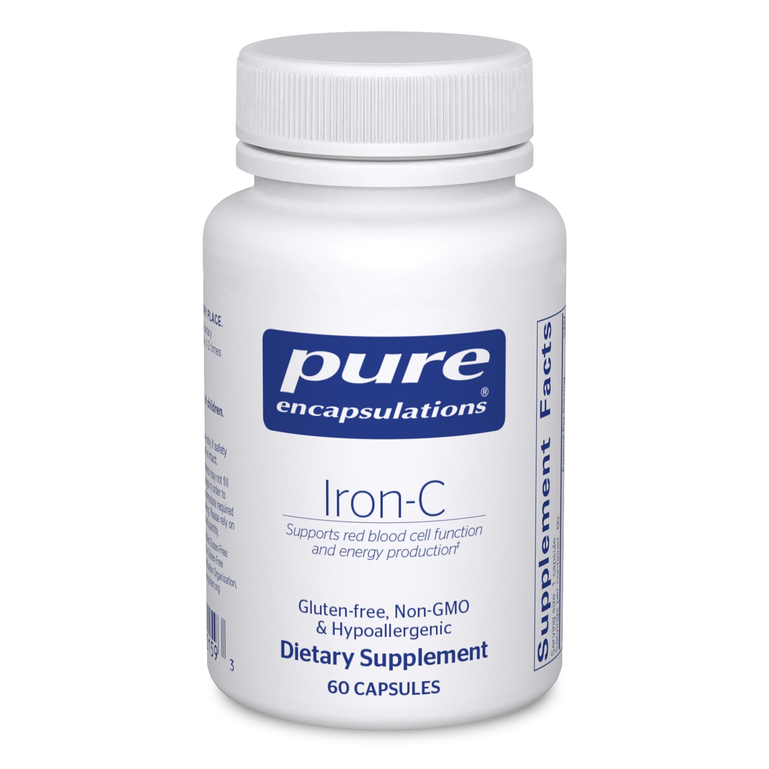 Pure Encapsulations Iron-C bottle pour for easy daily use.