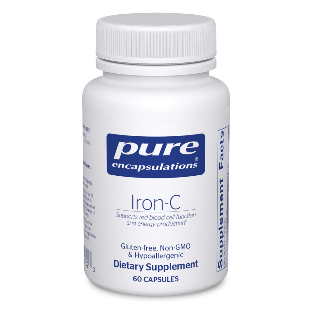 Pure Encapsulations Iron-C bottle pour for easy daily use.