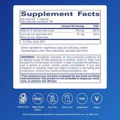 Iron-C capsules close-up showing gentle iron glycinate formulation for absorption.