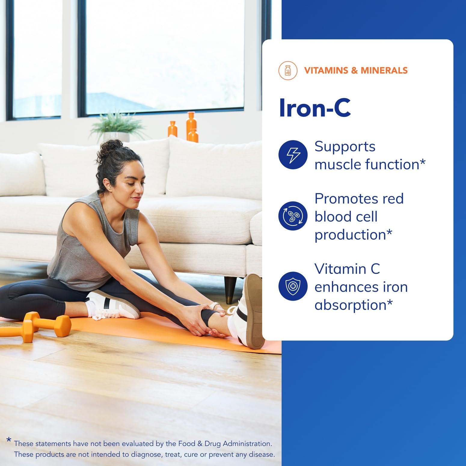 Iron-C label highlights 15 mg iron and 175 mg vitamin C.