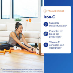 Iron-C label highlights 15 mg iron and 175 mg vitamin C.