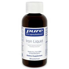 Pure Encapsulations Iron Liquid bottle shown for daily iron support.