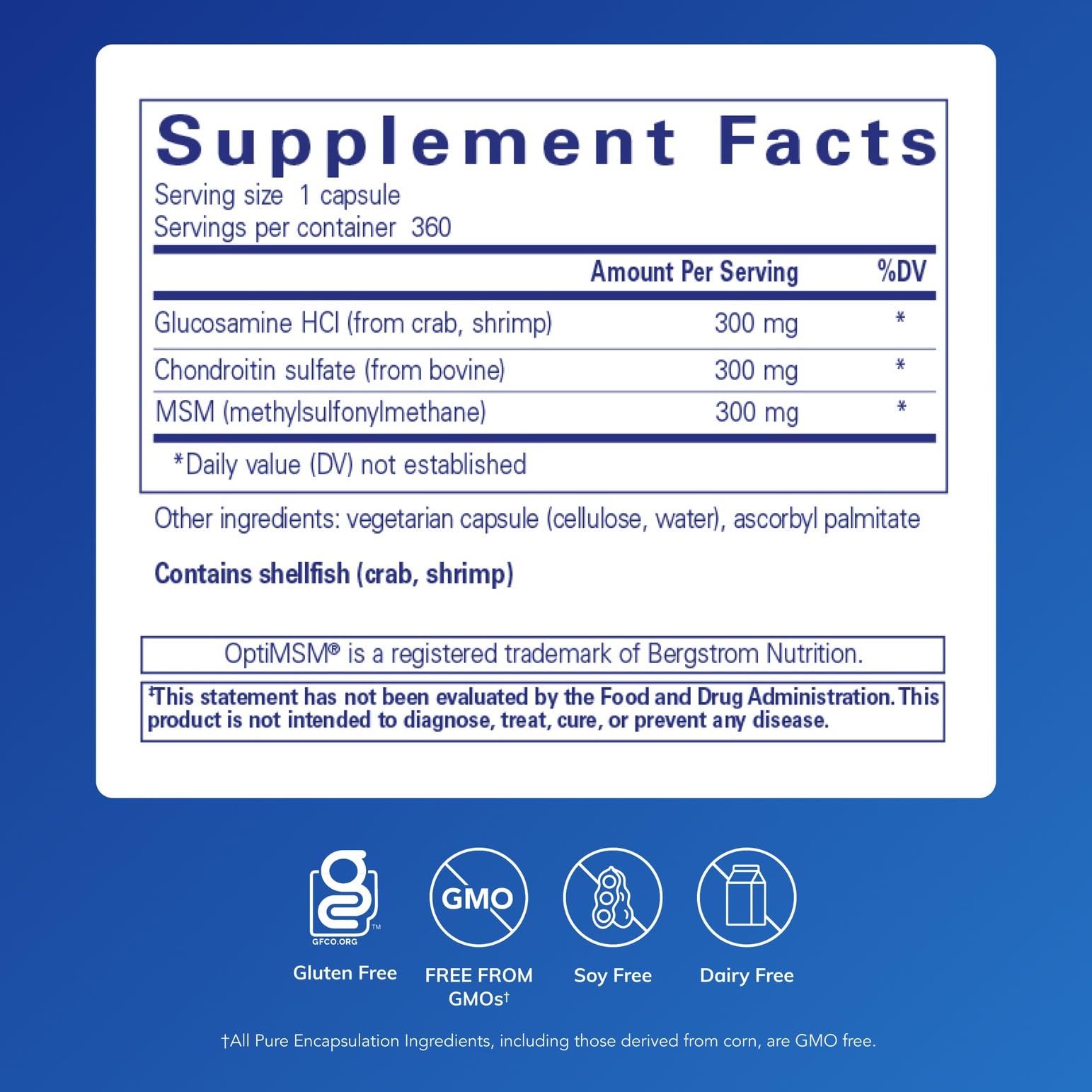 Close-up of Pure Encapsulations joint health capsules