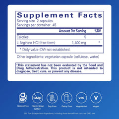 Pure Encapsulations L-Arginine capsules close-up for circulation support
