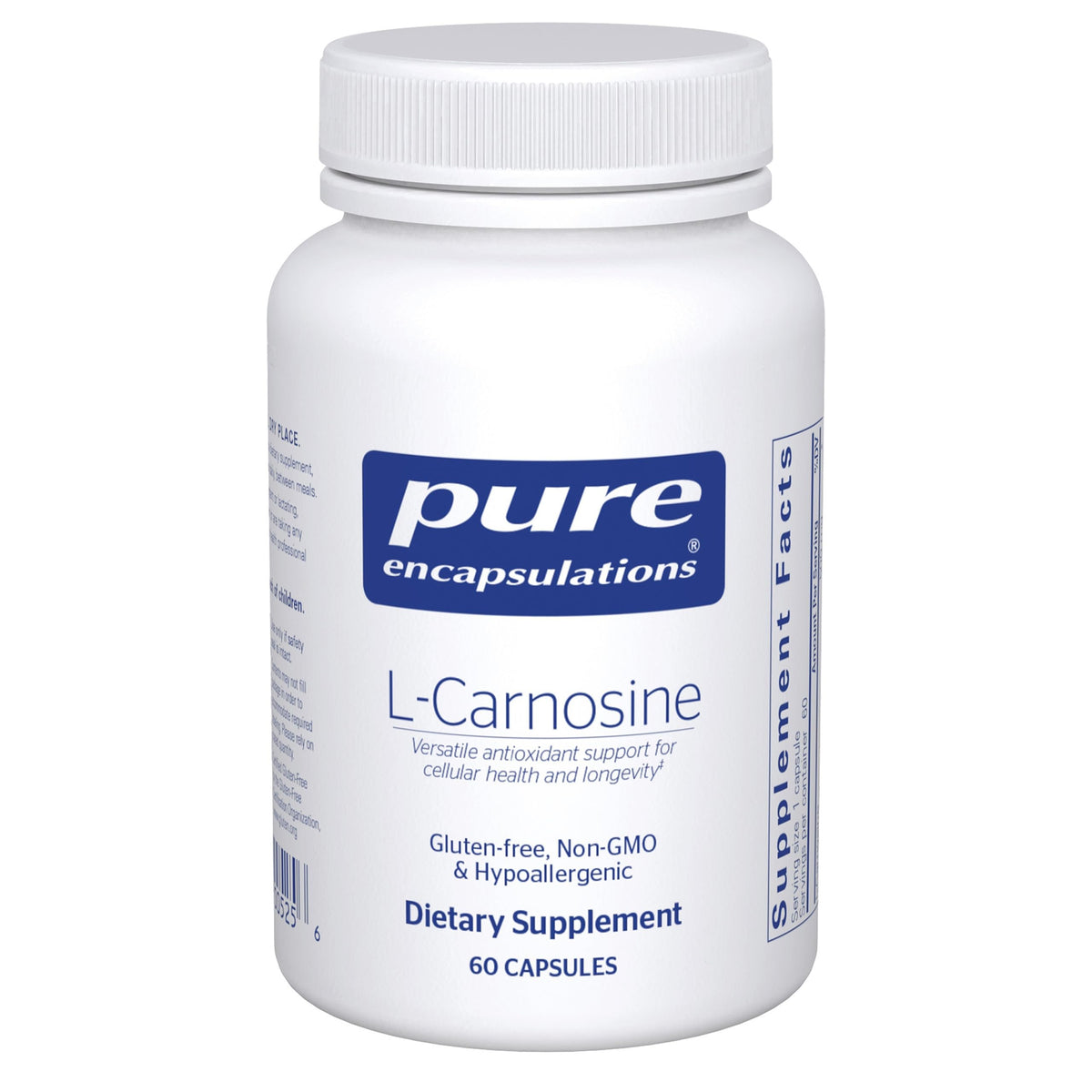 Pure Encapsulations L-Carnosine bottle front showing premium antioxidant supplement