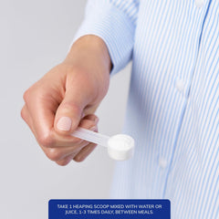 Pure Encapsulations L-Glutamine powder tub with spoon emphasizes daily use and precise serving.