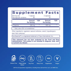Pure Encapsulations L-Theanine bottle front showing clean label for calm support