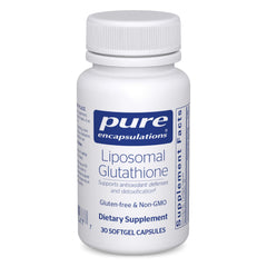 Pure Encapsulations liposomal glutathione softgels ready for immune support.