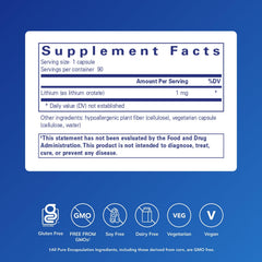 Pure Encapsulations Lithium Orotate capsules close-up, promotes stable mood and focus.
