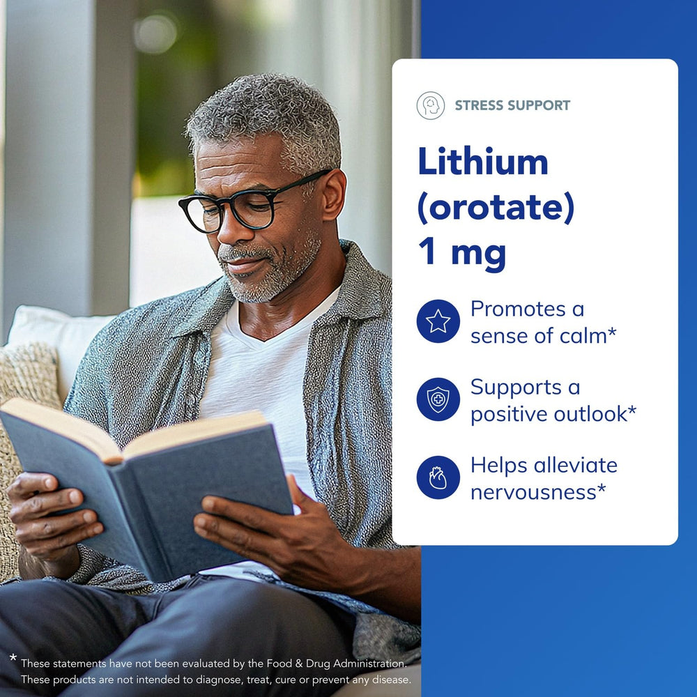 Pure Encapsulations Lithium Orotate label seen, highlights hypoallergenic, purity-first formulation.