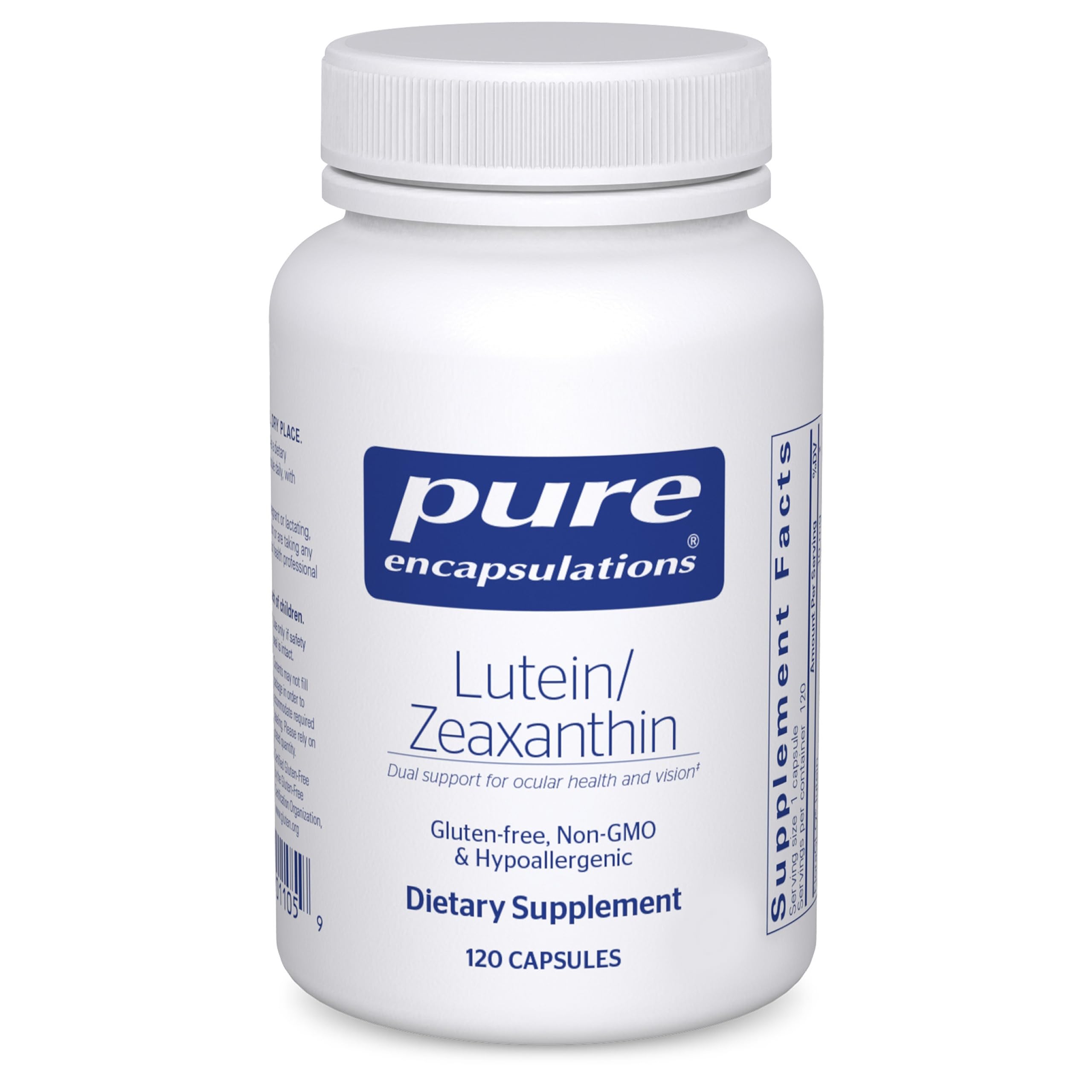 Pure Encapsulations Lutein Zeaxanthin bottle front visible for eye health support