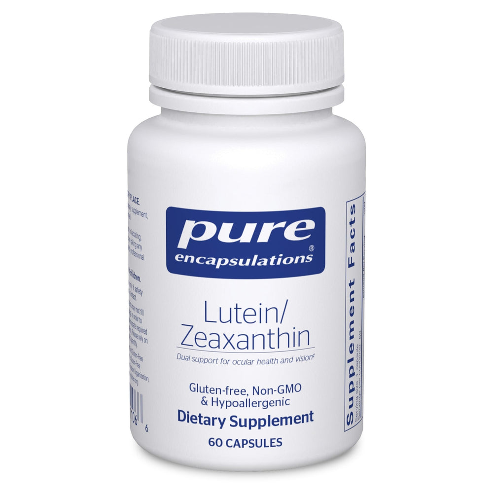 Pure Encapsulations Lutein & Zeaxanthin bottle front view highlighting vision support.