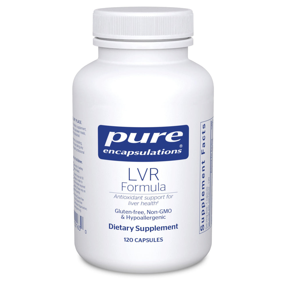 Pure Encapsulations LVR Formula bottle with capsules supporting liver cell health