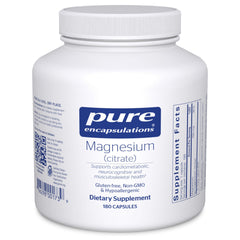 Pure Encapsulations Magnesium Citrate bottle label; supports daily wellness