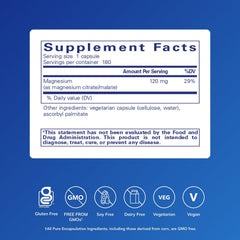 Pure Encapsulations magnesium citrate-malate capsules close-up showing smooth texture