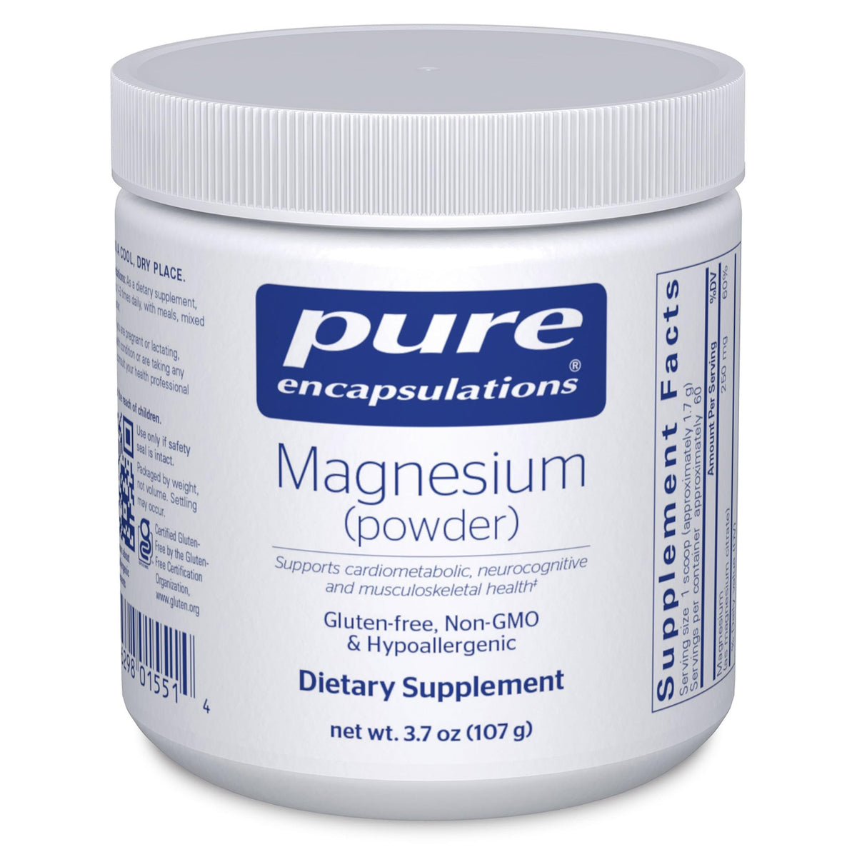 Pure Encapsulations Magnesium Powder bottle for daily magnesium support and easy dosing
