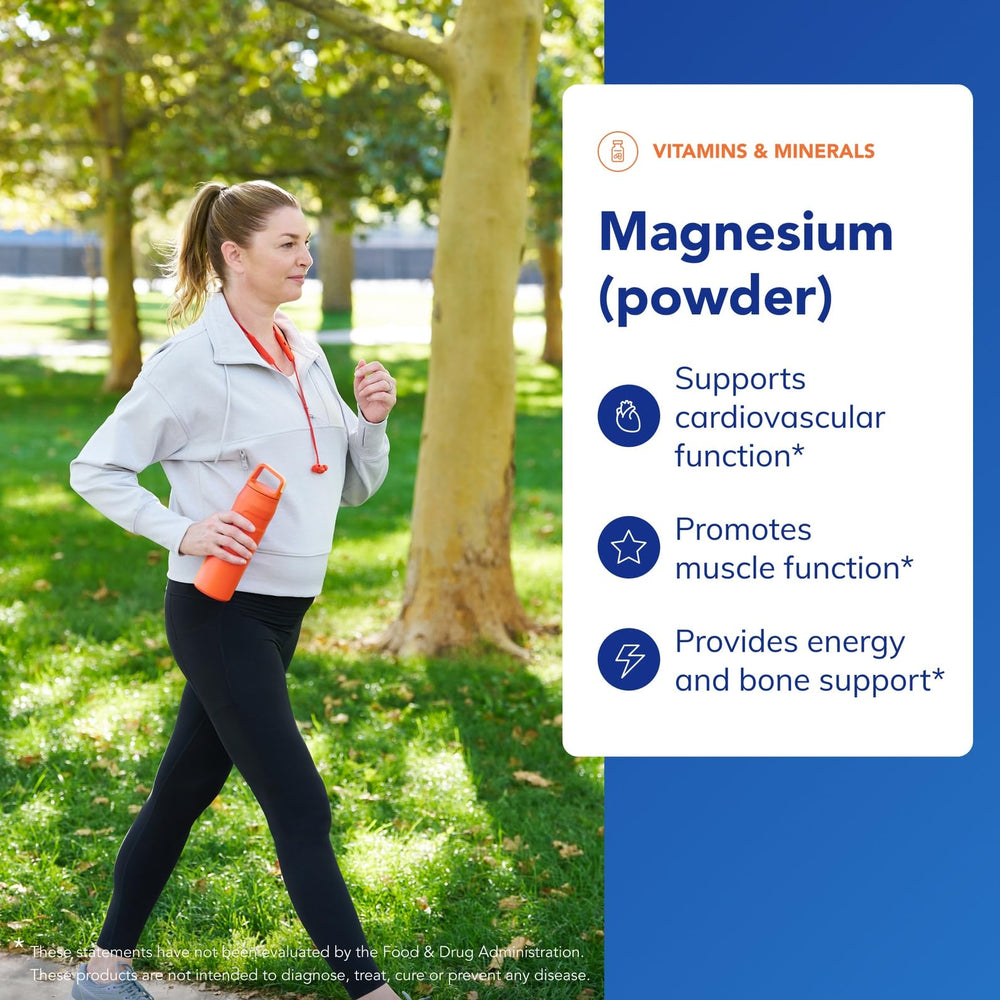 Pure Encapsulations Magnesium Powder pour image depicting quick mix into drinks