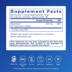 Pure Encapsulations Magnesium Powder scoop showing convenient serving sizes for blending