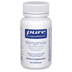 Pure Encapsulations Manganese bottle front supports bone health, a key use case