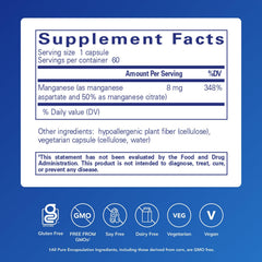 Pure Encapsulations Manganese capsules closeup for easy daily intake