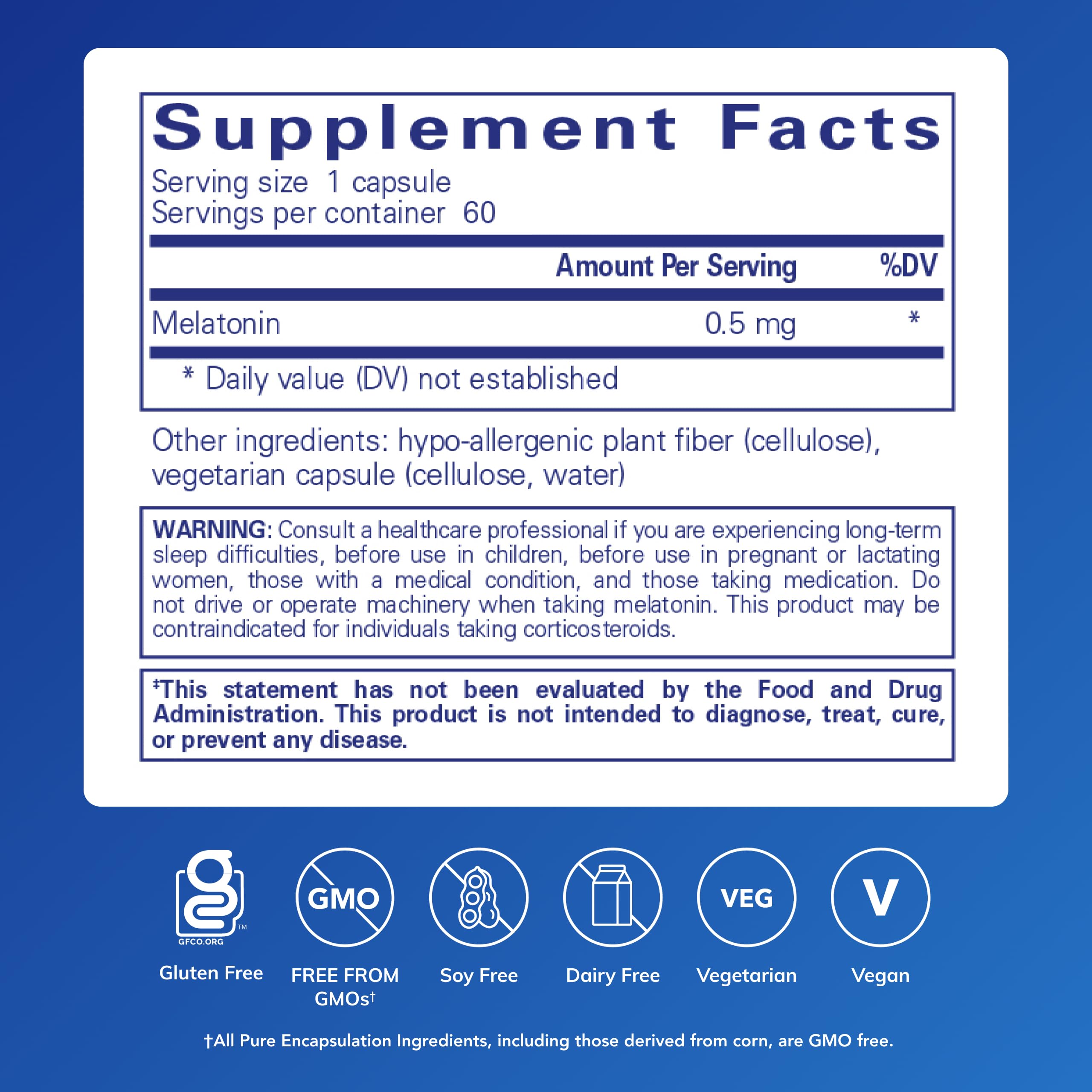 Pure Encapsulations Melatonin bottle side view in compact packaging for easy nightly use