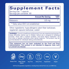 Pure Encapsulations Melatonin bottle side view in compact packaging for easy nightly use