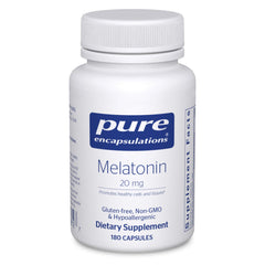 Pure Encapsulations Melatonin 20 mg bottle with high purity and immune support possibilities.