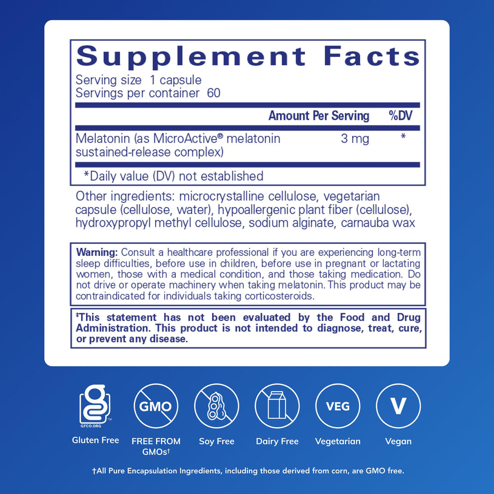 Pure Encapsulations Melatonin-SR capsules closeup highlight easy swallowing