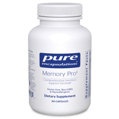 Pure Encapsulations Memory Pro bottle front view for daily memory support.