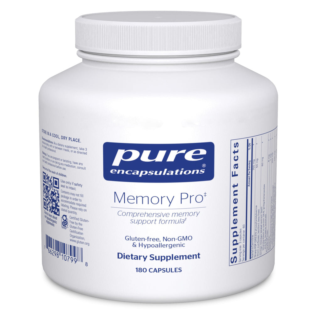 Pure Encapsulations Memory Pro bottle ready for daily cognitive support
