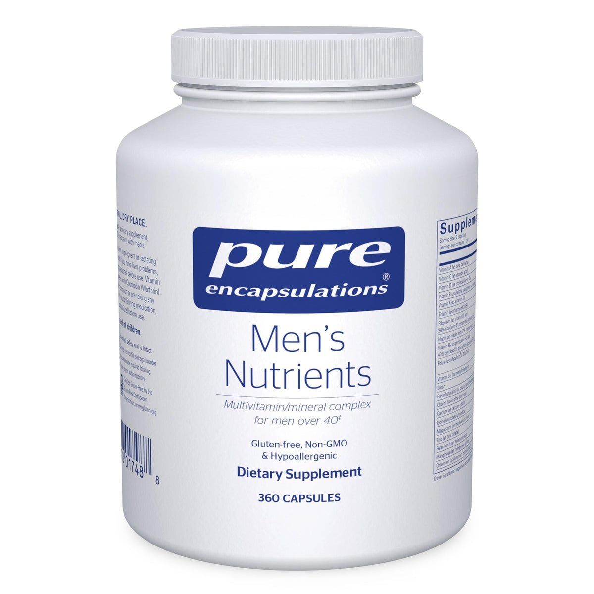 Pure Encapsulations Men's Nutrients bottle front for daily energy support.