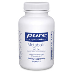 Pure Encapsulations Metabolic Xtra bottle top view for easy daily metabolism support.