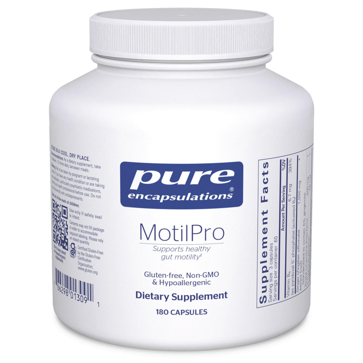 Pure Encapsulations MotilPro bottle for gut motility support.