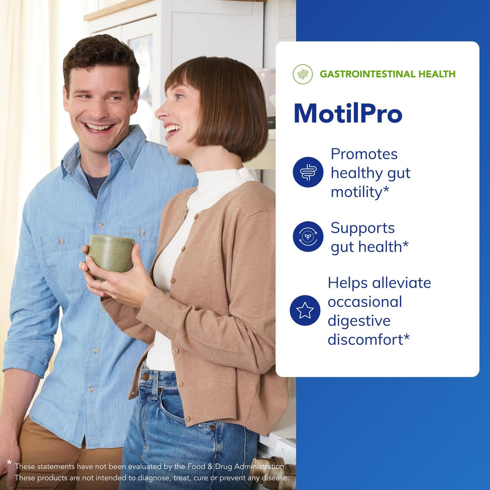 Close-up of MotilPro capsules highlighting hypoallergenic formula.