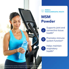 Pure Encapsulations MSM powder label highlights premium, hypoallergenic formula.