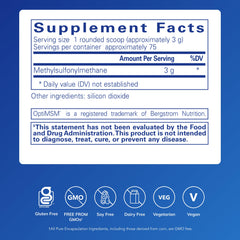 Pure Encapsulations MSM powder scoop illustrates convenient serving for daily use.