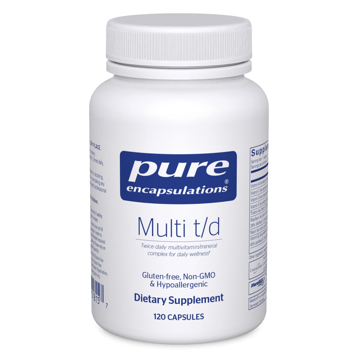 Pure Encapsulations Multi T/D bottle front for daily wellness support