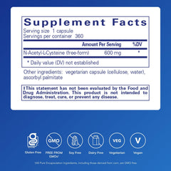 Pure Encapsulations NAC 600 mg capsules close-up highlighting easy daily intake.