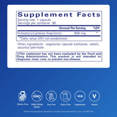 Pure Encapsulations NAC 600 mg bottle front highlights a clean allergen-conscious formula