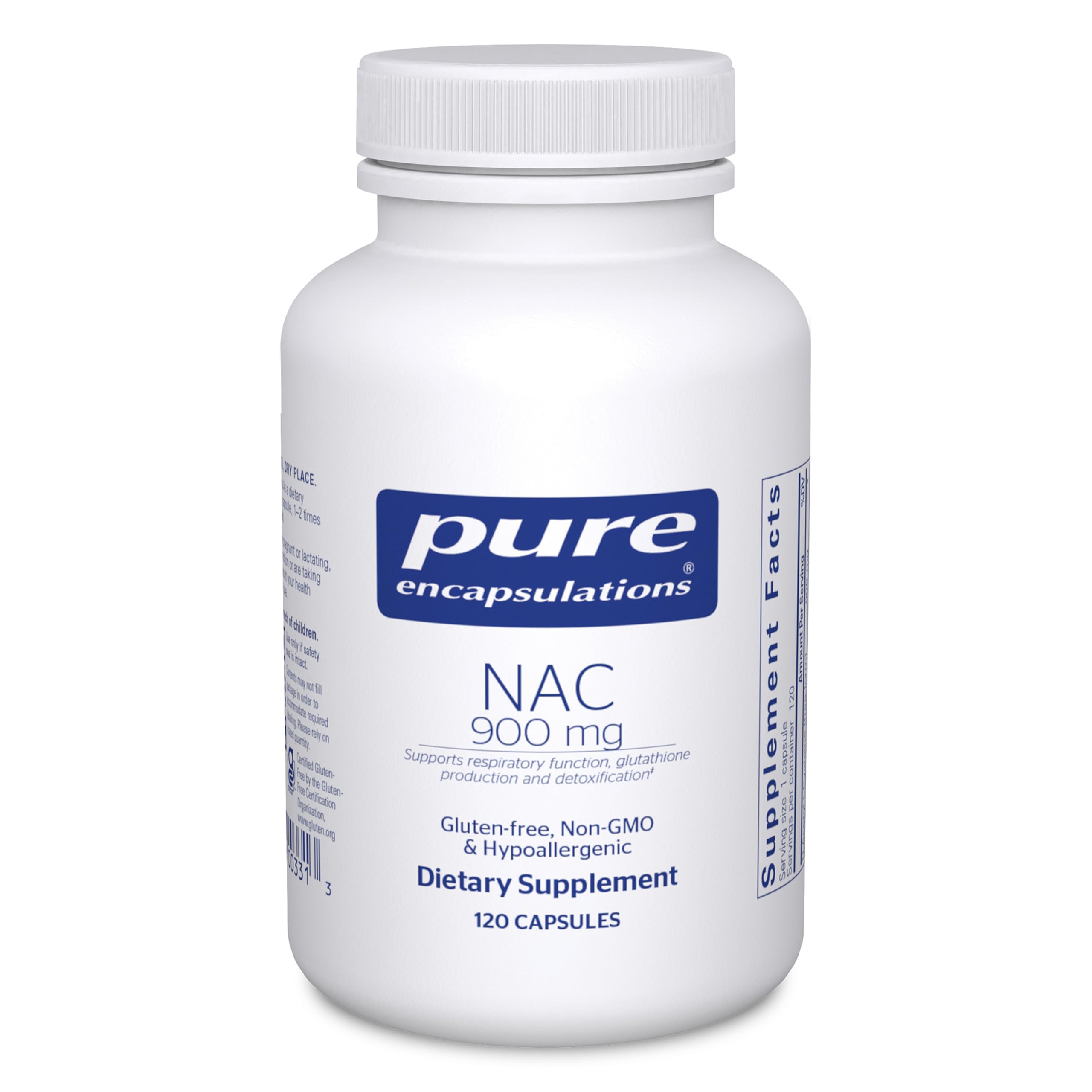 Pure Encapsulations NAC 900 mg capsules for daily antioxidant support.