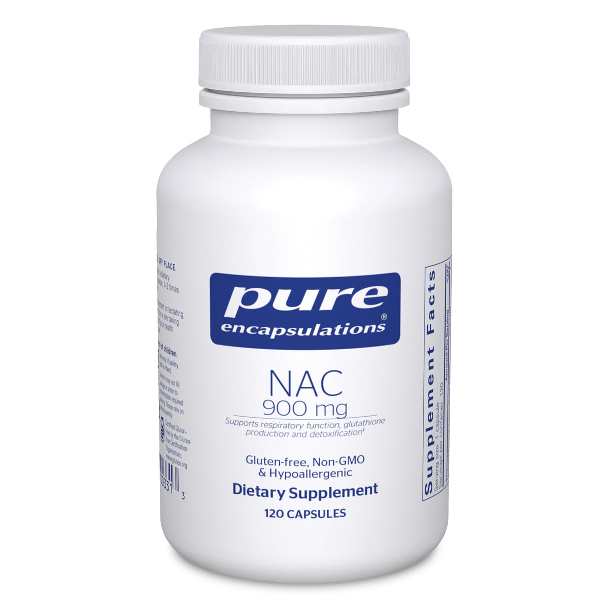 Pure Encapsulations NAC 900 mg capsules for daily antioxidant support.