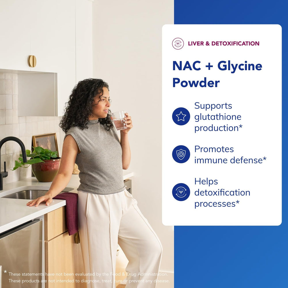 NAC + Glycine powder scoop for precise dosing.