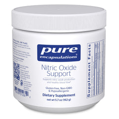 Pure Encapsulations Nitric Oxide Support bottle front may support healthy blood flow during workouts