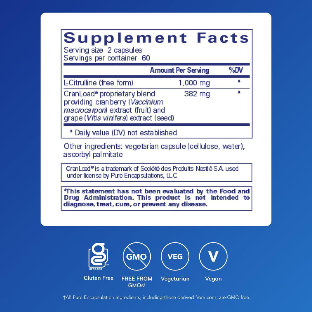 Pure Encapsulations Nitric Oxide Ultra capsules shown for convenient daily use.