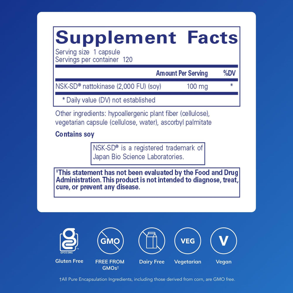 Pure Encapsulations NSK-SD capsules close-up highlighting small, easy-to-swallow tablets